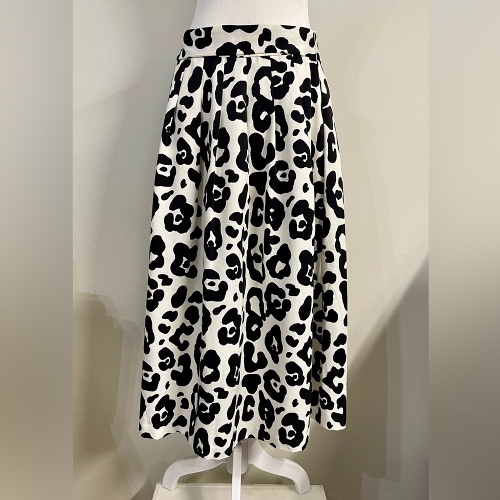 Talbots Black and White Pleated Midi Skirt - Picture 10 of 12